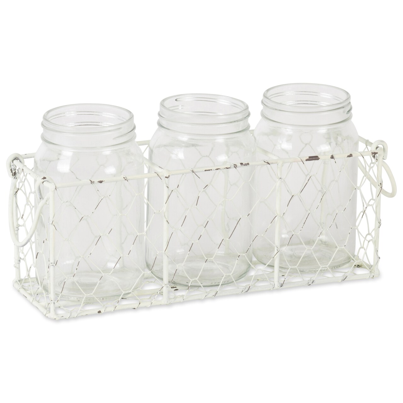 Contemporary Home Living Set of 4 White Multi-purpose Jar Caddy 11"